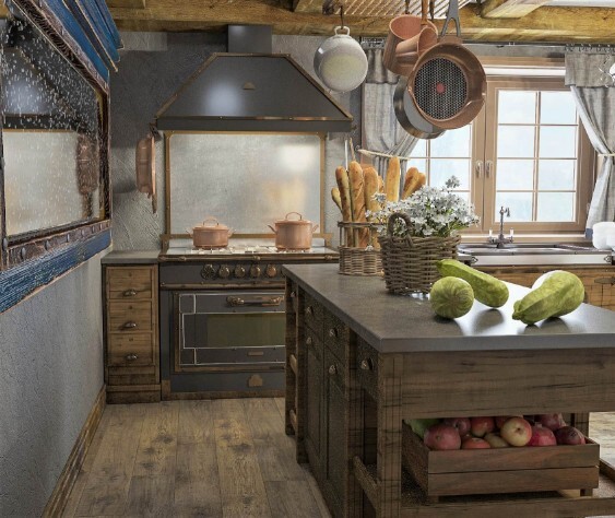 Cucina arte povera rovere Cucina arte povera con ante in Rovere
